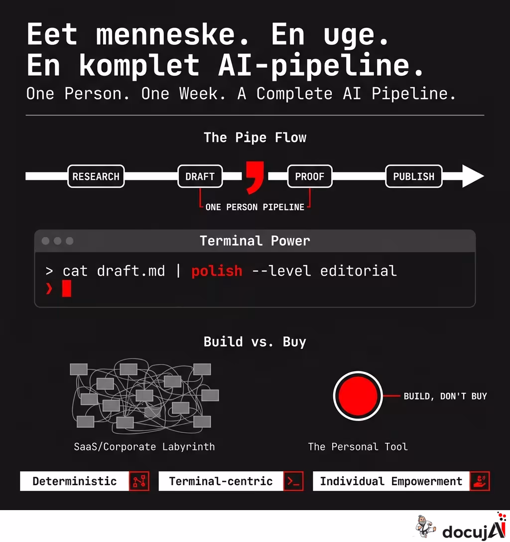 Hvad én person kan bygge på en uge — en redaktionel AI-pipeline i din terminal