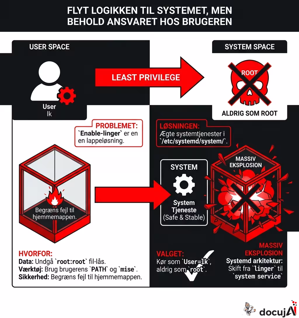 Hvorfor ikke bare køre det hele som root?